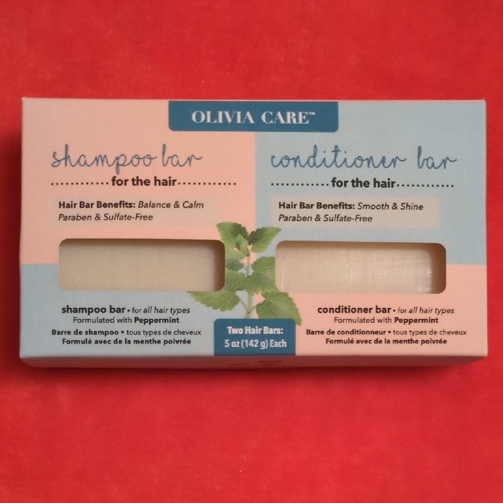 Olivia Care Peppermint Shampoo & Conditioner Bar Set - White